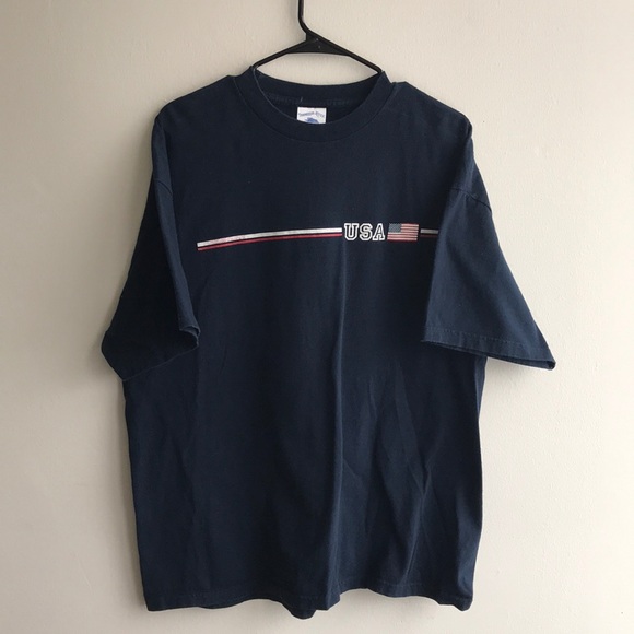 Vintage Basic USA America Flag Logo T-Shirt - Picture 1 of 5